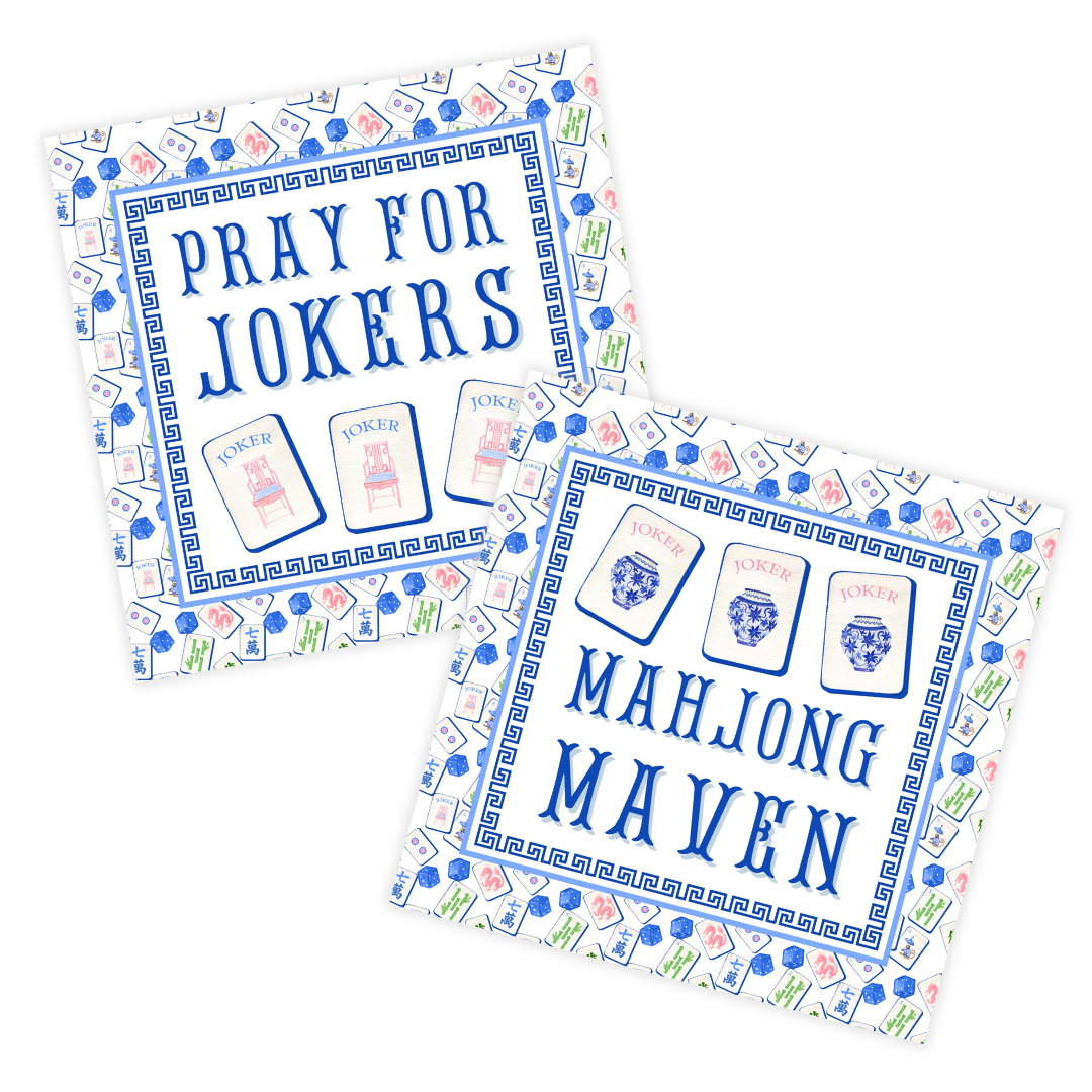 Mahjong Reversible Coasters; "Pray for Jokers"