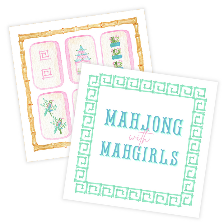 Mahjong Reversible Coasters; "Mahjong with Mahgirls"