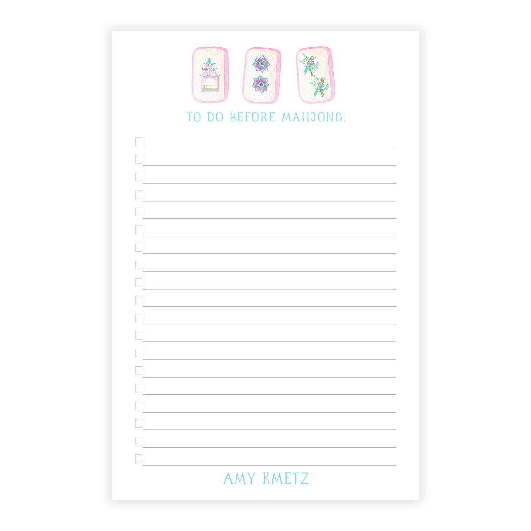 Mahjong Lined Note Pad in Pinks