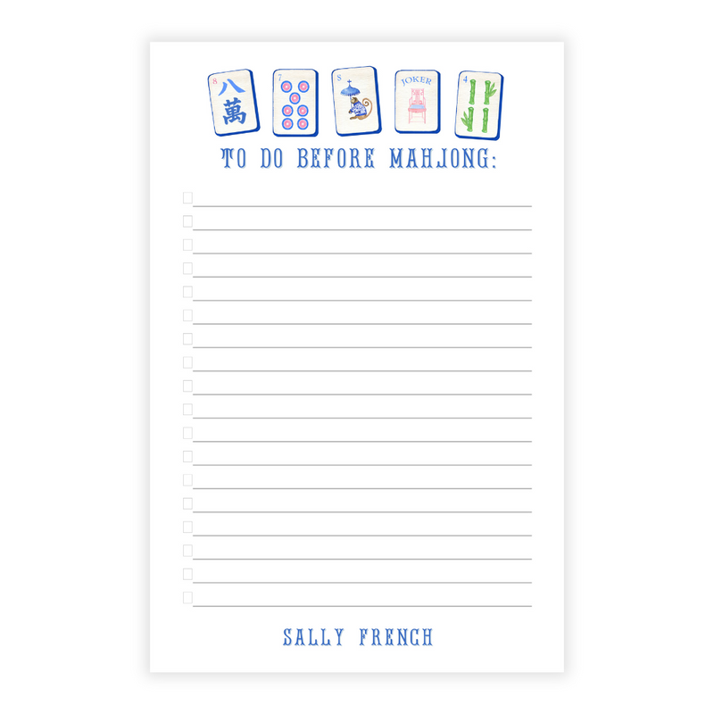 Mahjong Lined Note Pad in Blues