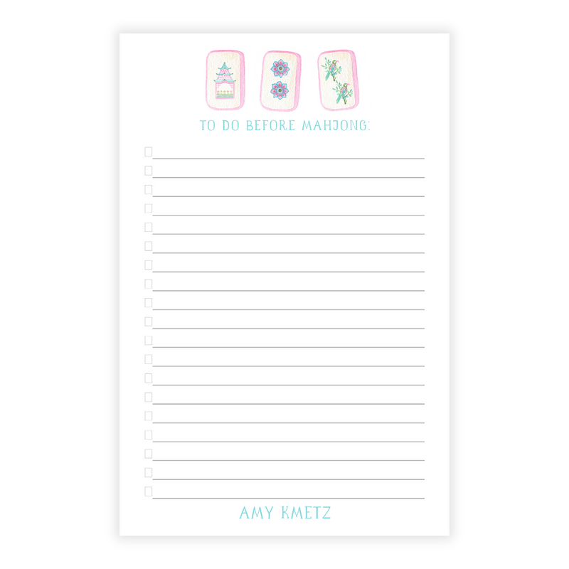 Mahjong Lined Note Pad in Pinks