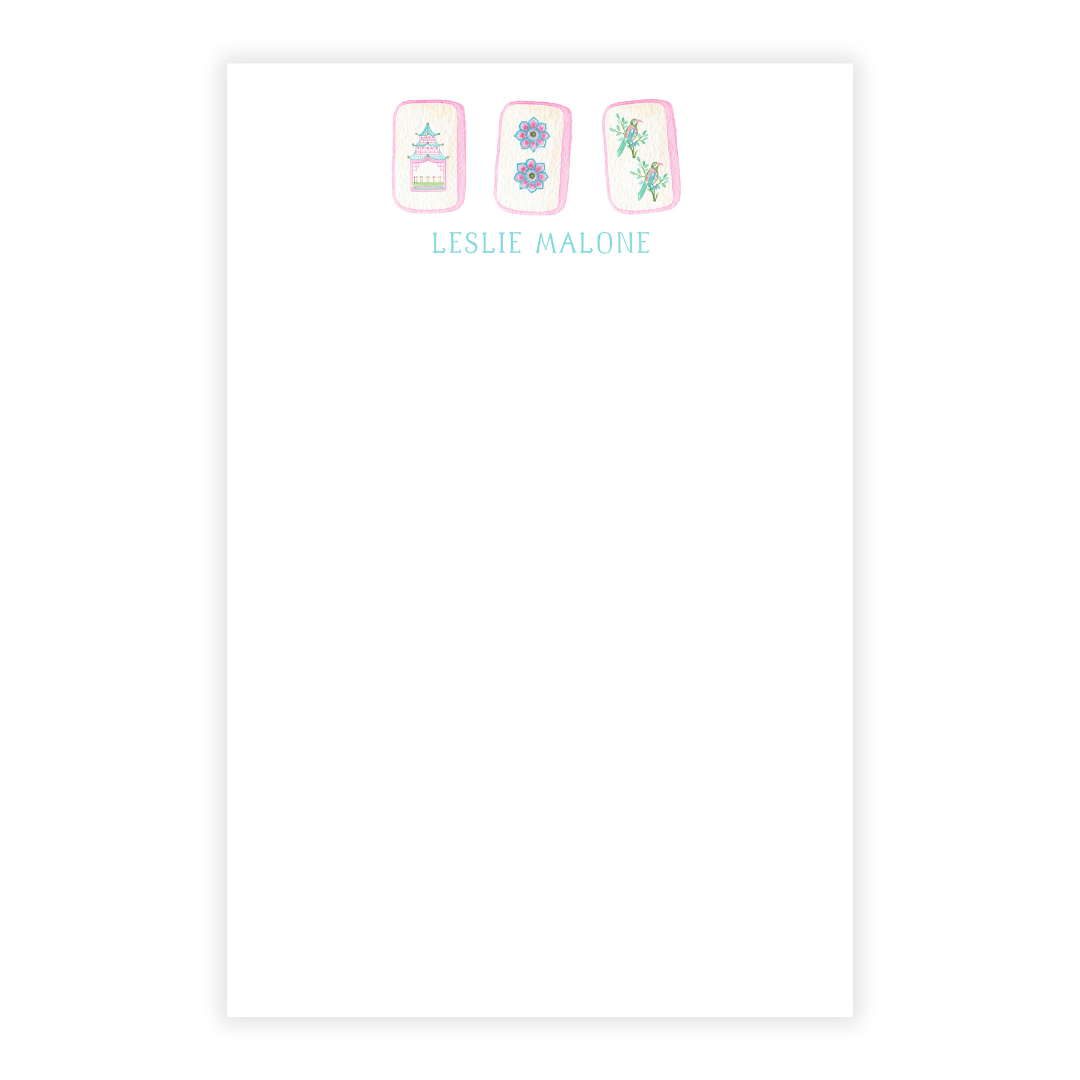 Mahjong Personalized Note Pad in Pinks