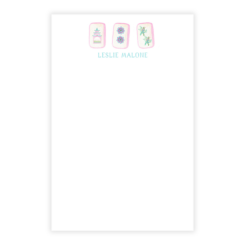 Mahjong Personalized Note Pad in Pinks
