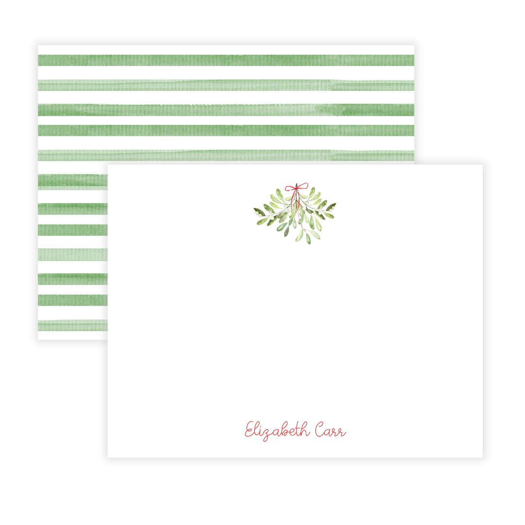 Mistletoe Personalized Flat Note Cards