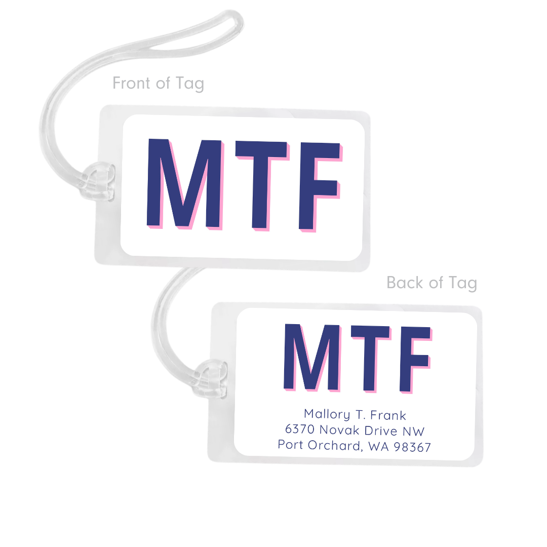 Modern Shadow Monogram Bag Tag- customizable!