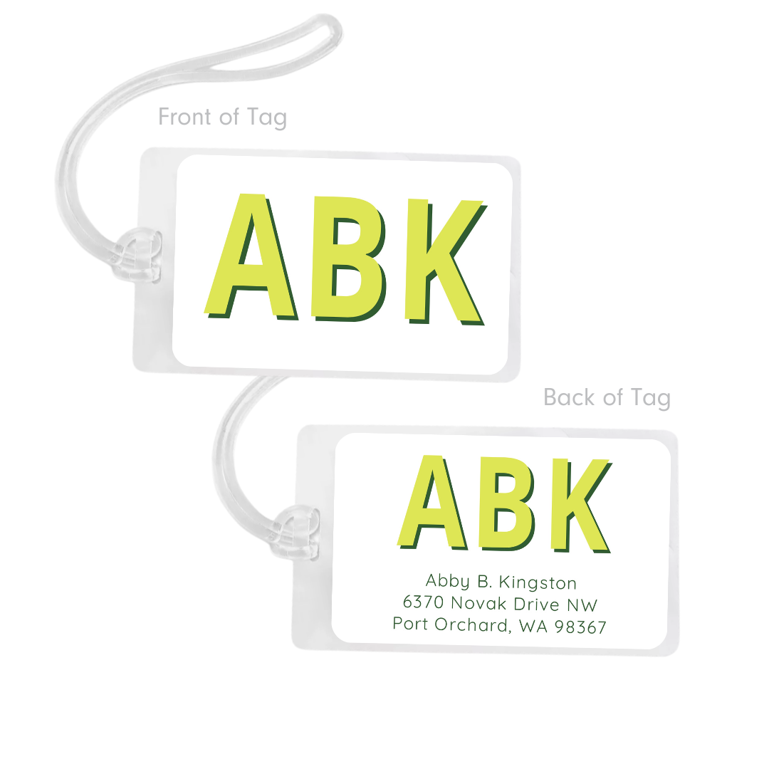 Modern Shadow Monogram Bag Tag- customizable!
