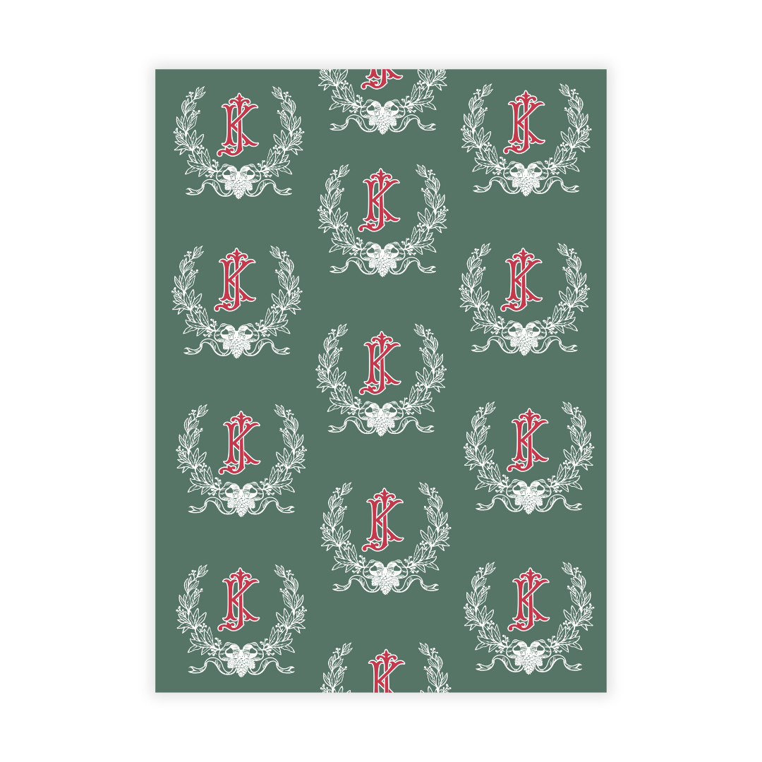 2 Initial Monogrammed Crest Holiday Photo Card