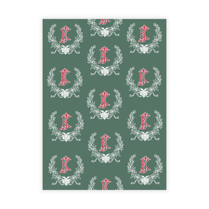 2 Initial Monogrammed Crest Holiday Photo Card