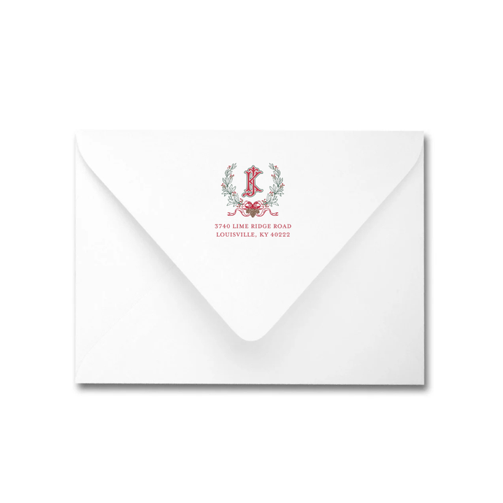 2 Initial Monogrammed Crest Holiday Photo Card