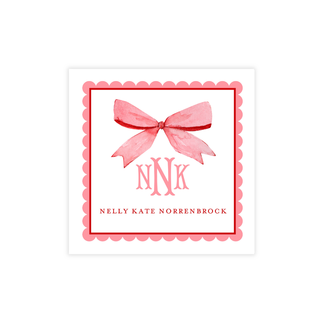 Pink Bow Monogrammed Stickers