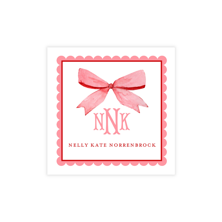 Pink Bow Monogrammed Stickers