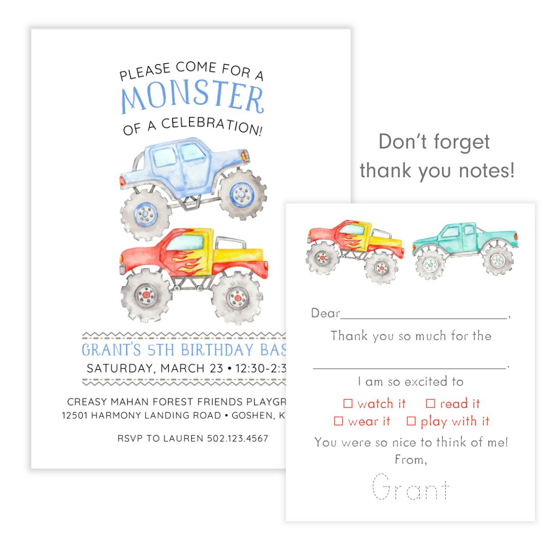 Monster Truck Party Invitation