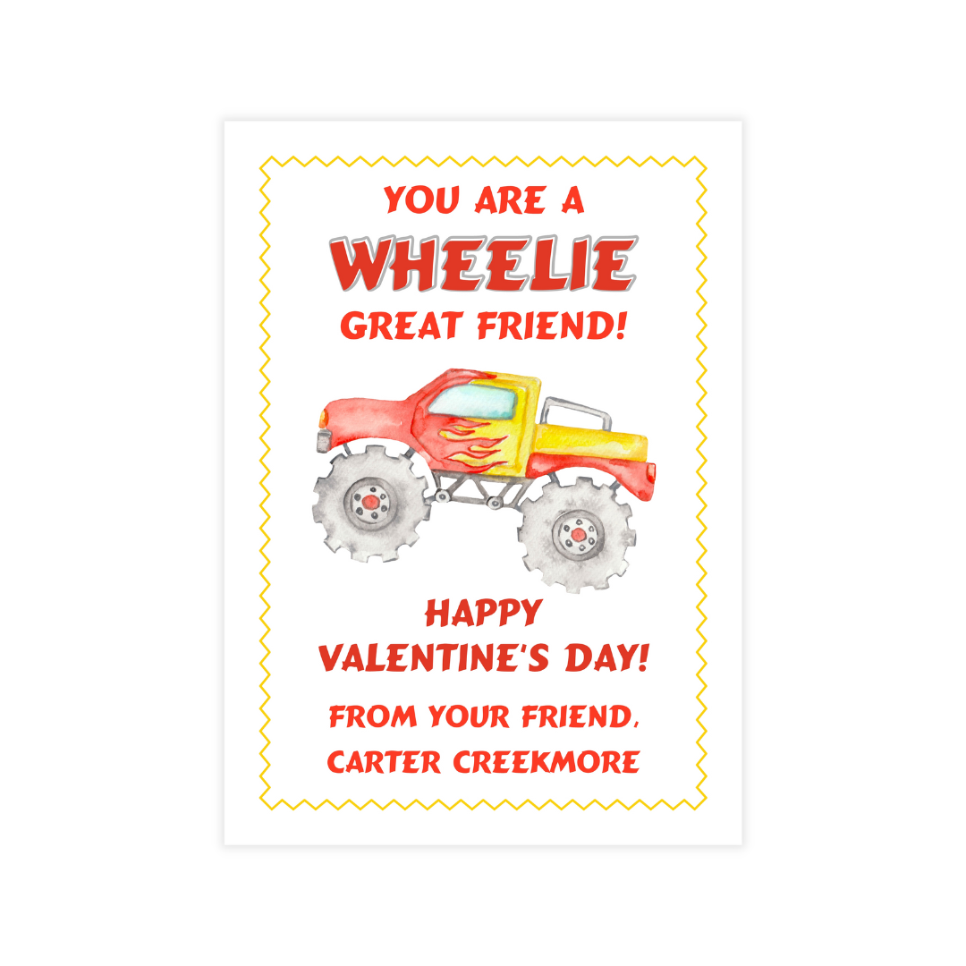 Monster Truck Valentine Cards