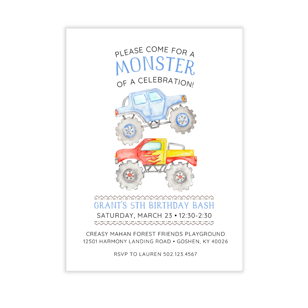 Monster Truck Party Invitation