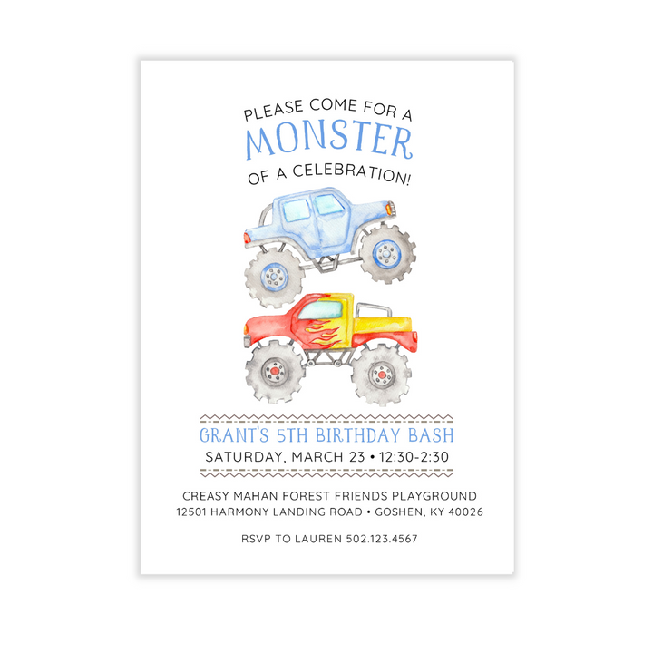 Monster Truck Party Invitation