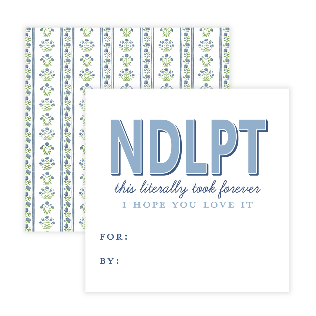Needlepoint Card for Handstitched Gifts in Blues