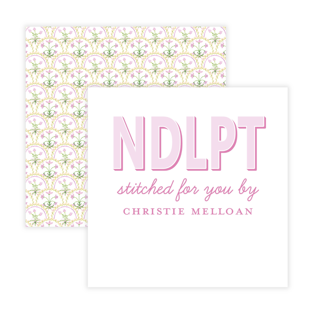 Needlepoint Card for Handstitched Gifts in Lilac Pink- Semi Custom + Personalized