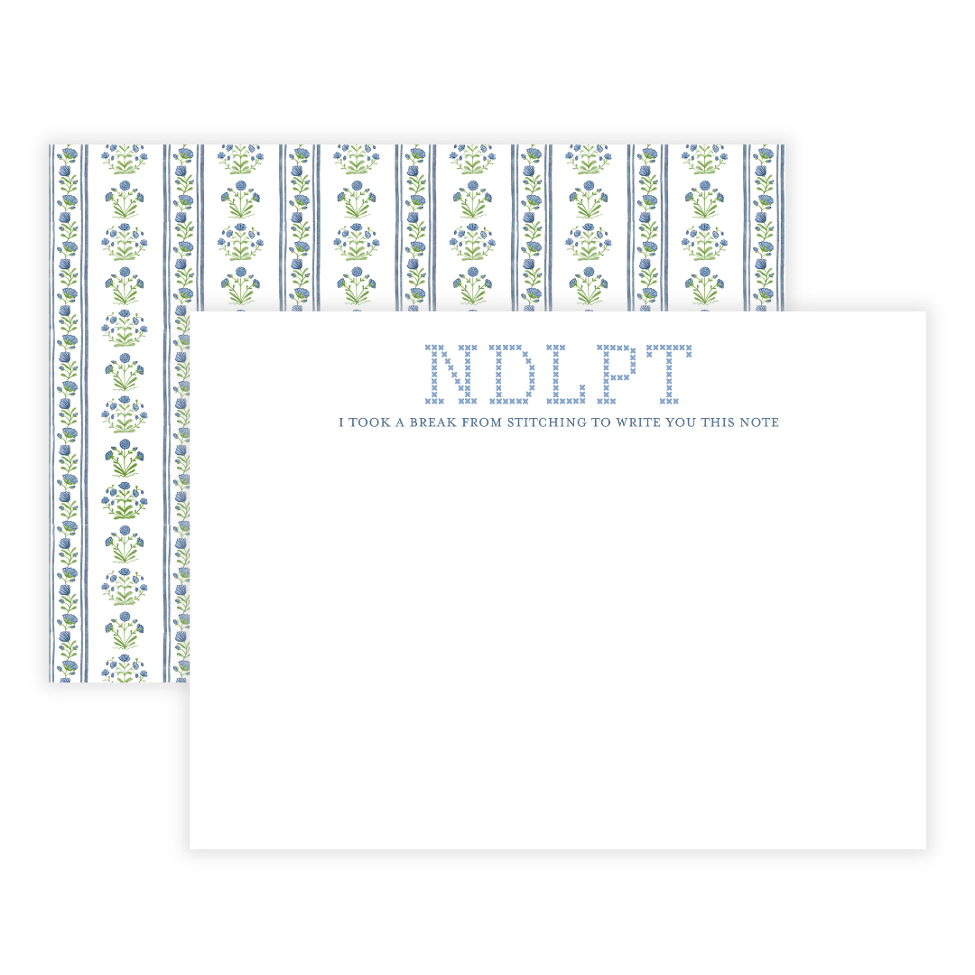Blue Needlepoint Large Flat Note Cards