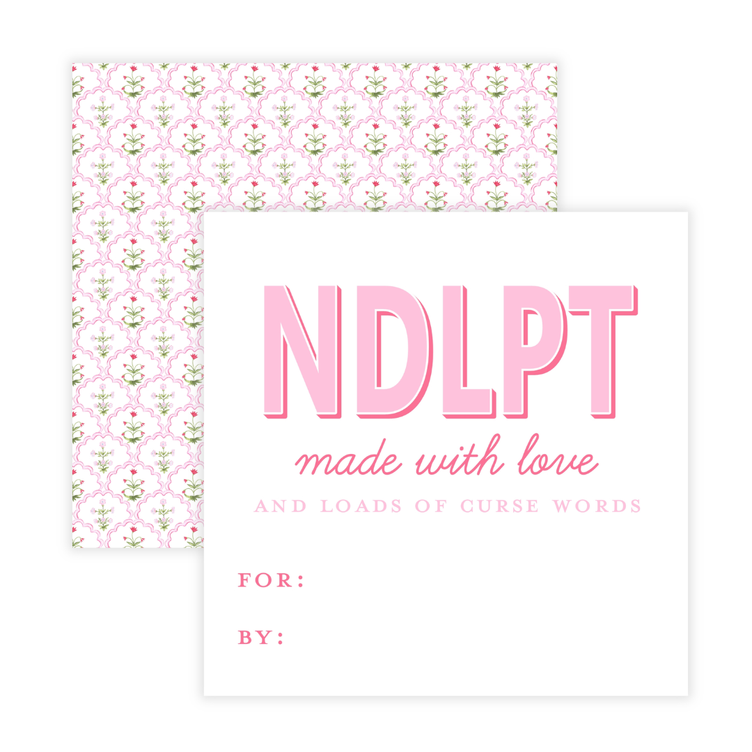 Needlepoint Card for Handstitched Gifts in Dark Pink