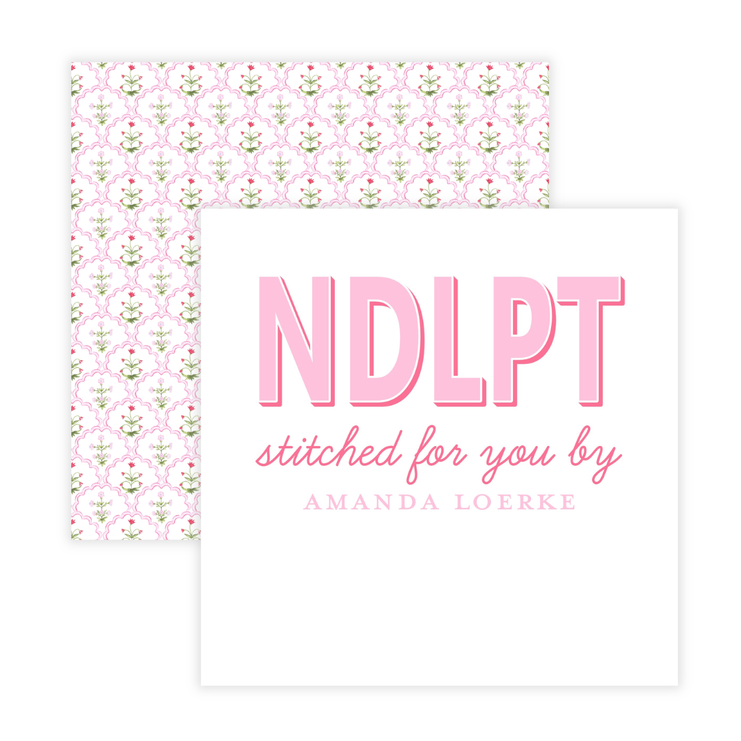 Needlepoint Card for Handstitched Gifts in Dark Pink- Semi Custom + Personalized