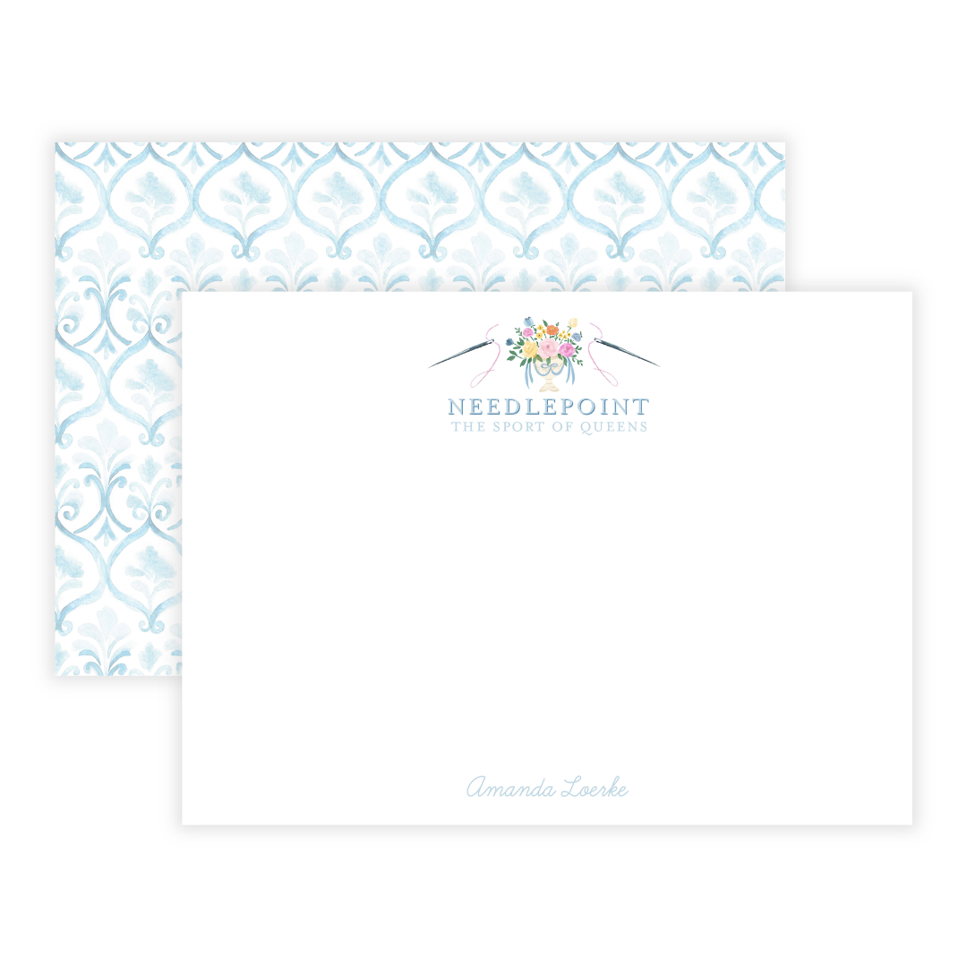 Needlepoint: The Sport of Queens Large Flat Personalized Note Cards