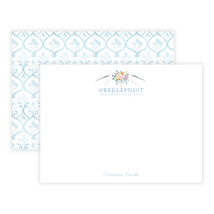 Needlepoint: The Sport of Queens Large Flat Personalized Note Cards