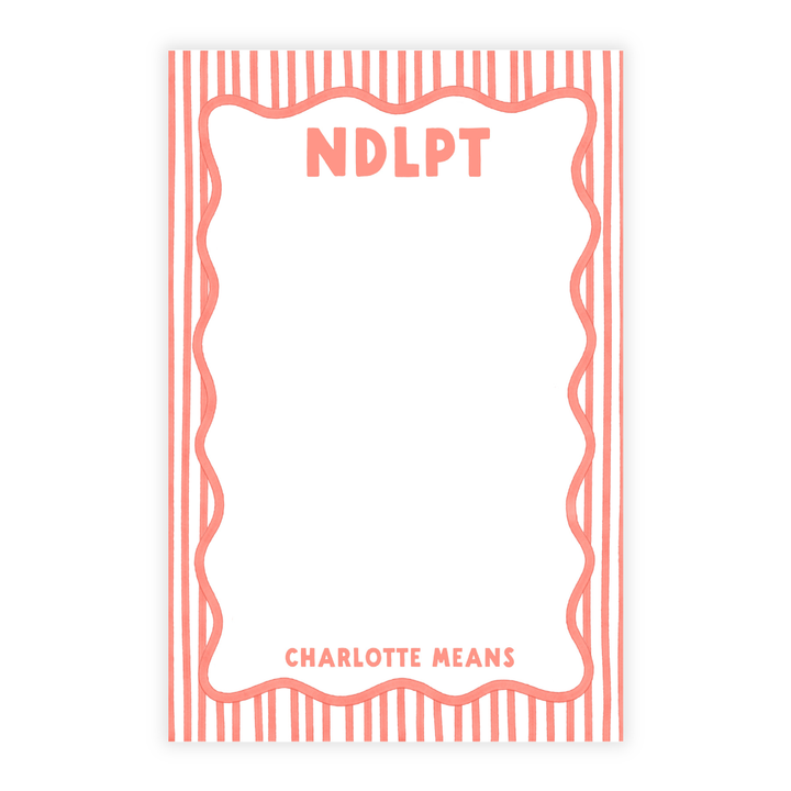 Coral Striped NDLPT Note Pad- Personalized!