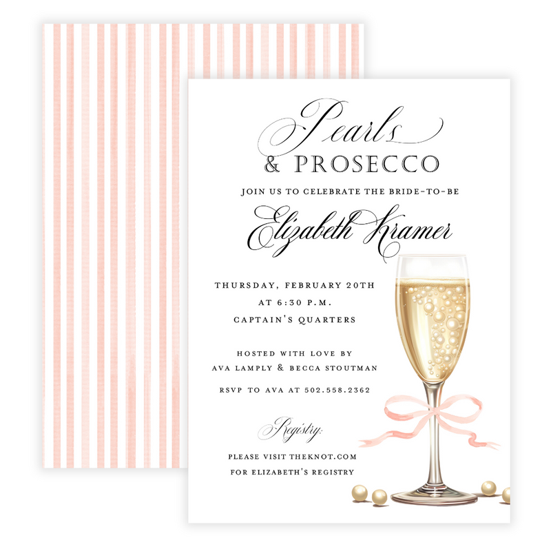 Prosecco + Pearls Bridal Shower Invitation