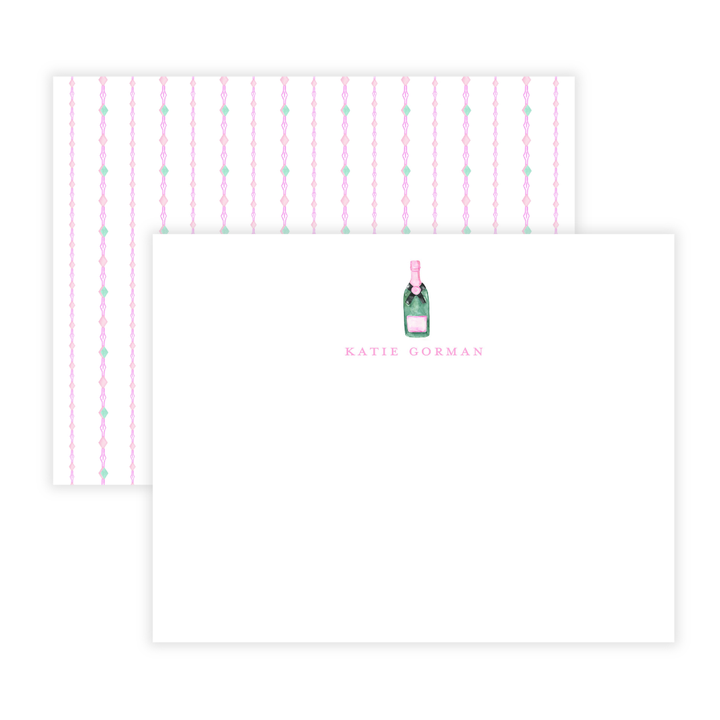 Champagne Personalized Flat Note Cards