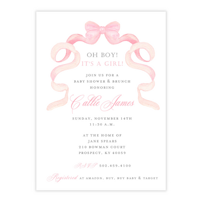 Pink Ribbon Shower Invitation