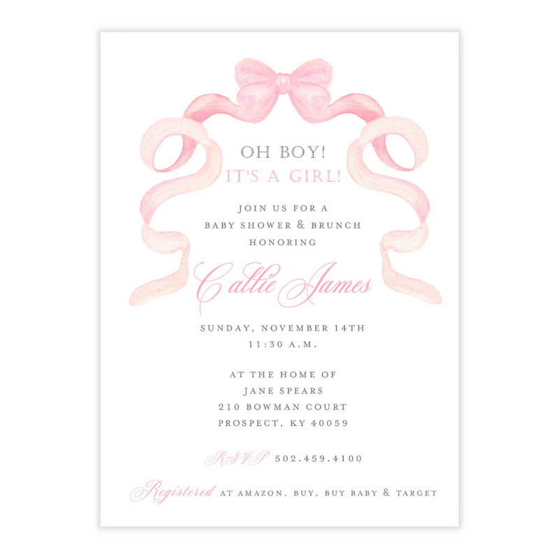 Pink Ribbon Shower Invitation