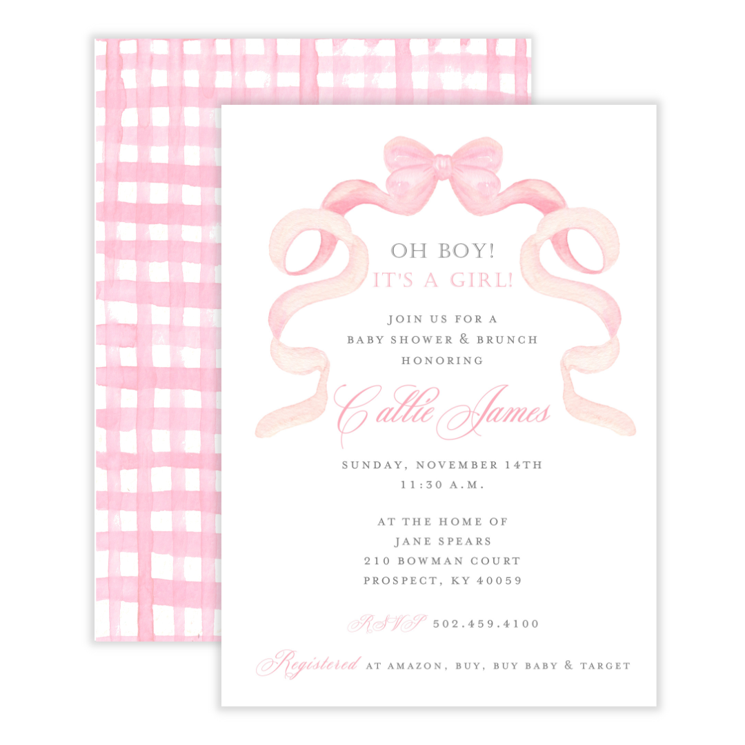 Pink Ribbon Baby Shower Invitation