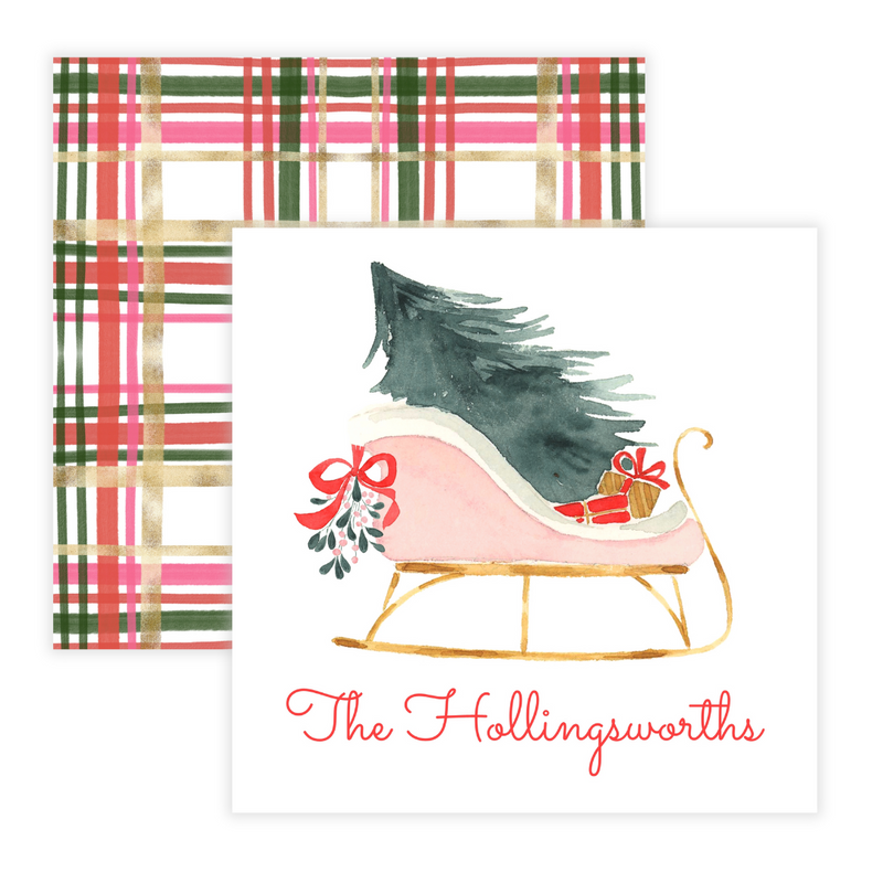 Pink Sleigh Personalized Coasters- Reversible!