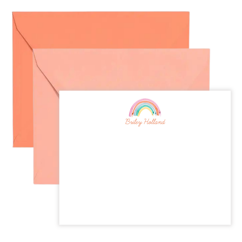 Rainbow Personalized Flat Note Cards