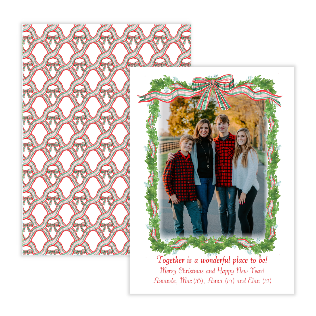 Red Plaid + Greenery Holiday Photo Card