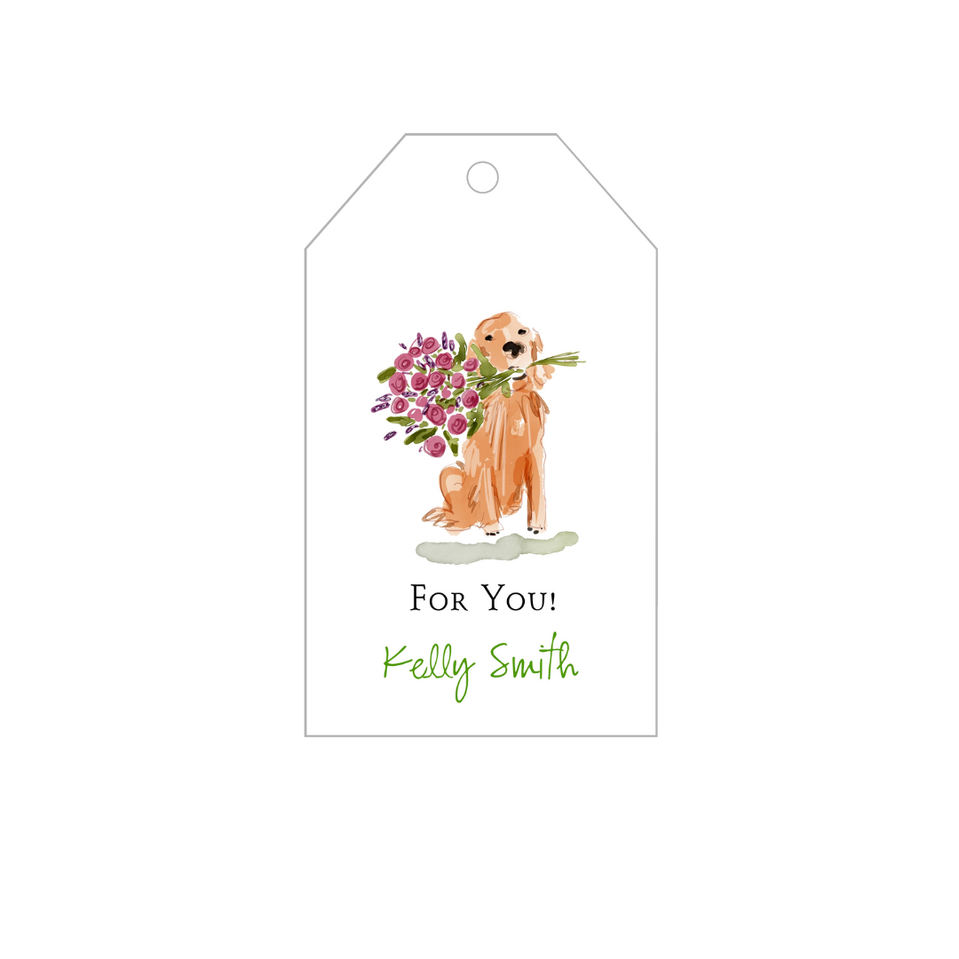 Retriever + Flowers Personalized Gift Tags