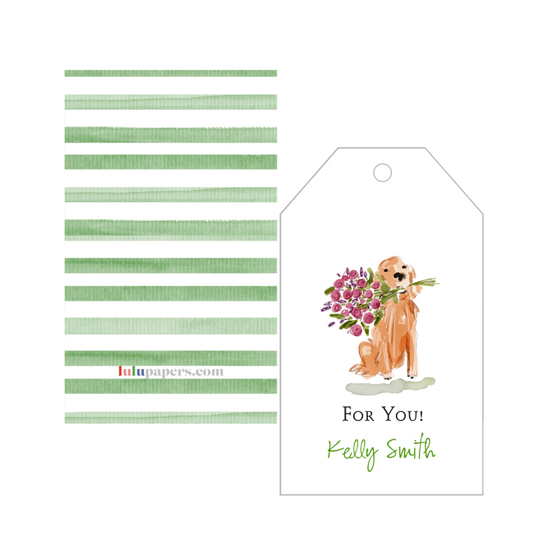 Retriever + Flowers Personalized Gift Tags
