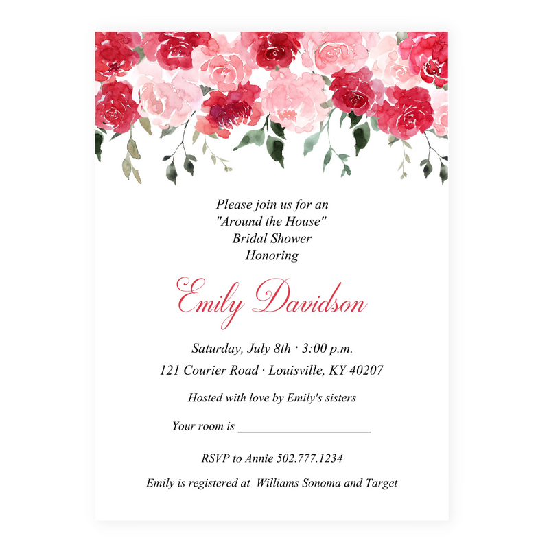 Rose Drop Bridal Shower Invitation