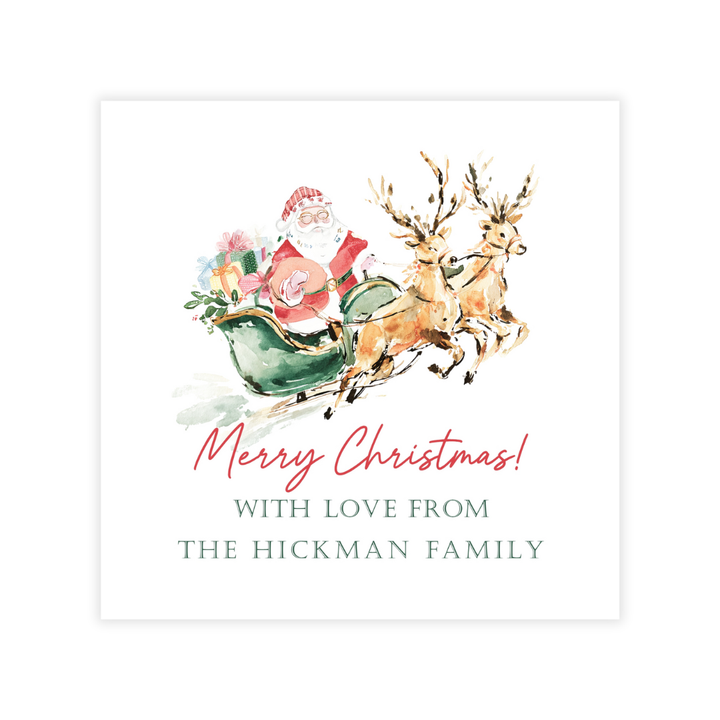 Santa + Sleigh Stickers or Cards