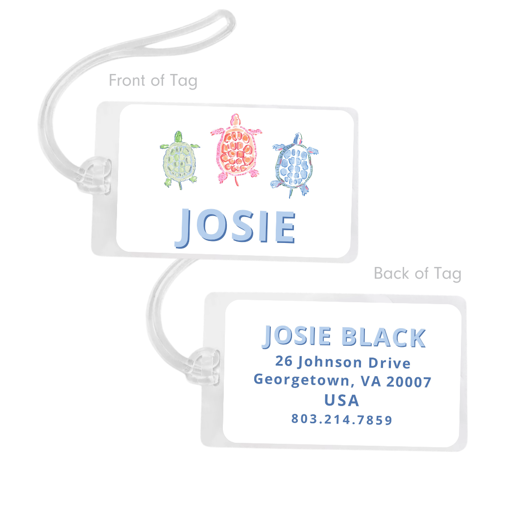 Sea Turtle Trio Bag Tag in Blues