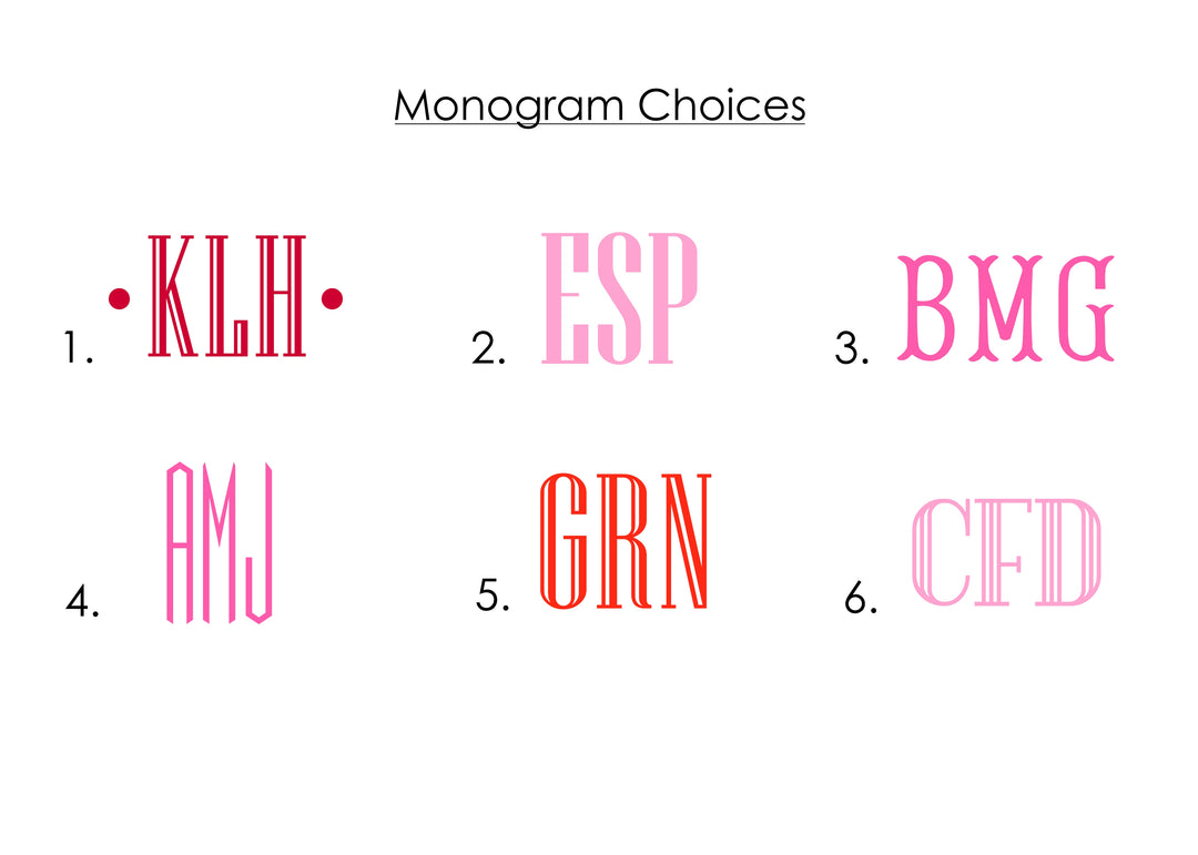 Red + Pink Hearts Monogrammed Flat Note Cards