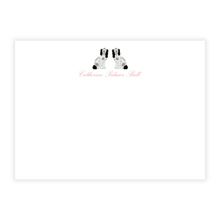 Black and White Staffordshire Dogs Personalized Large Flat Note Cards- Customizable!