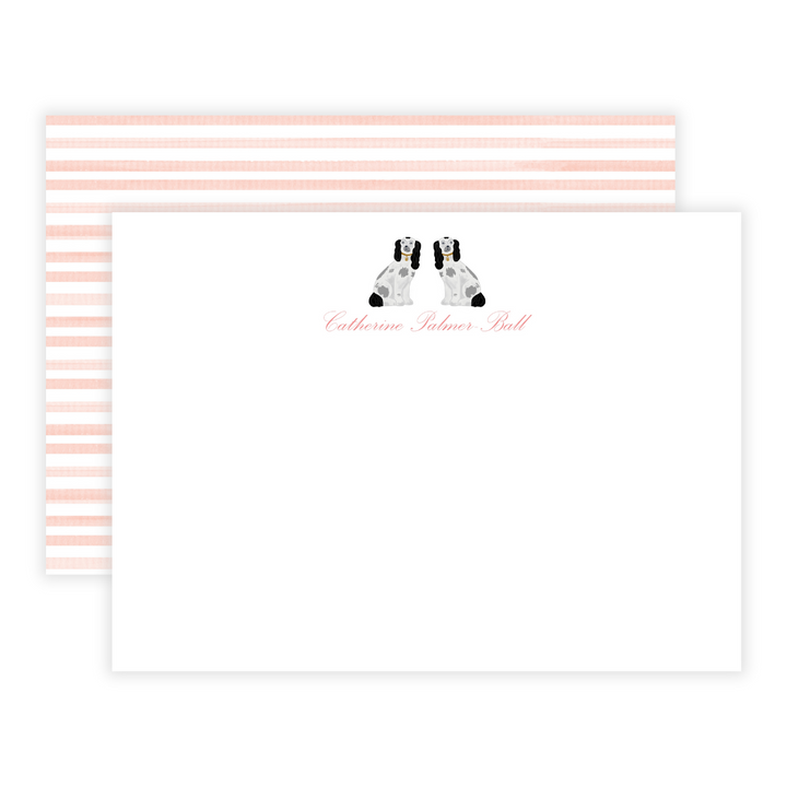 Black and White Staffordshire Dogs Personalized Large Flat Note Cards- Customizable!