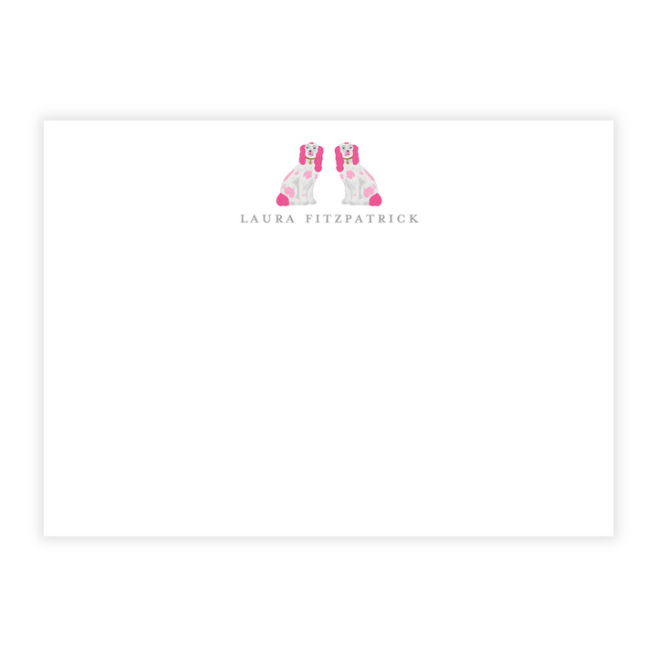 Bright Pink Staffordshire Dogs Personalized Large Flat Note Cards