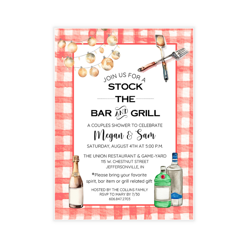 Stock the Bar + Grill Couples Shower Invitation