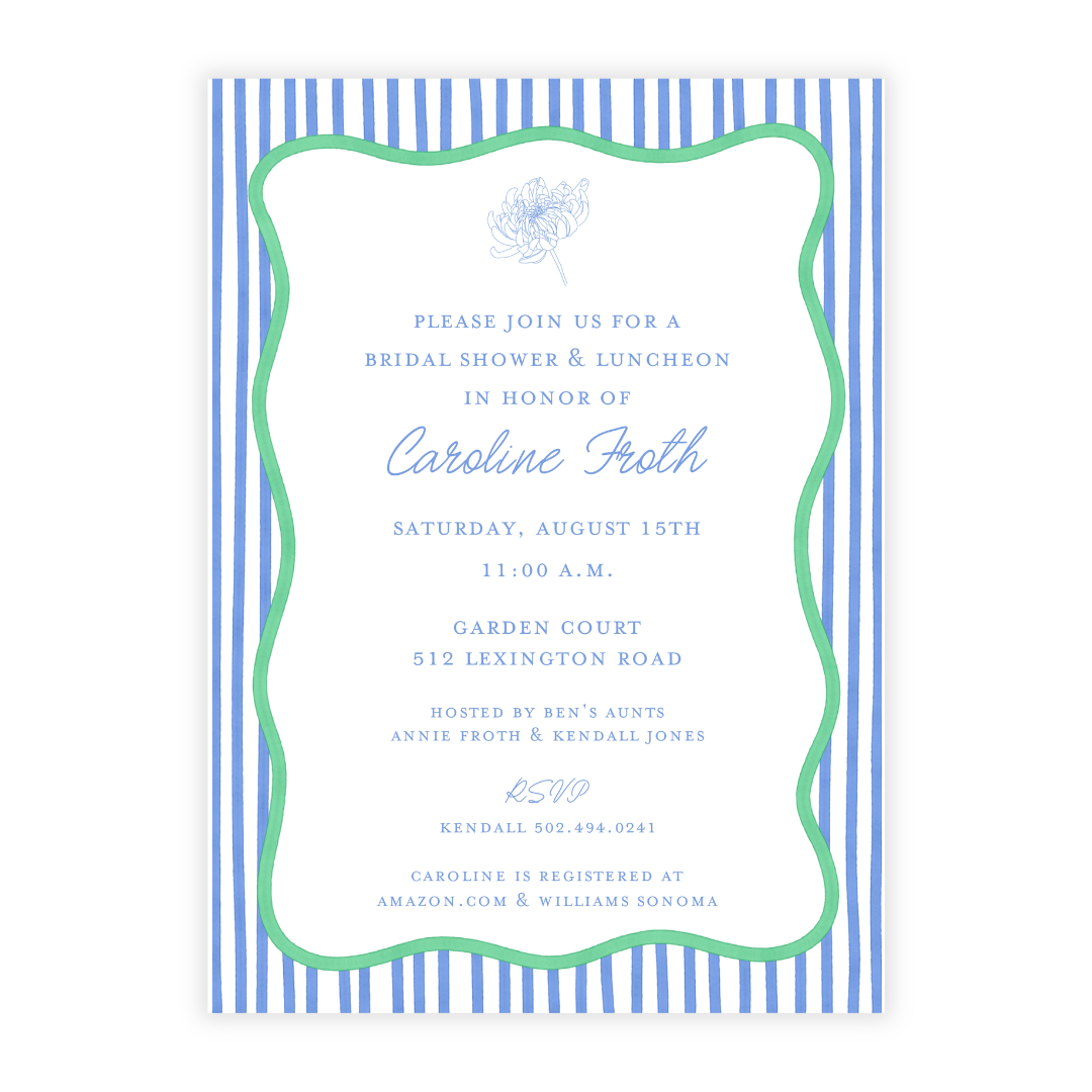 Blue and Green Striped Invitation
