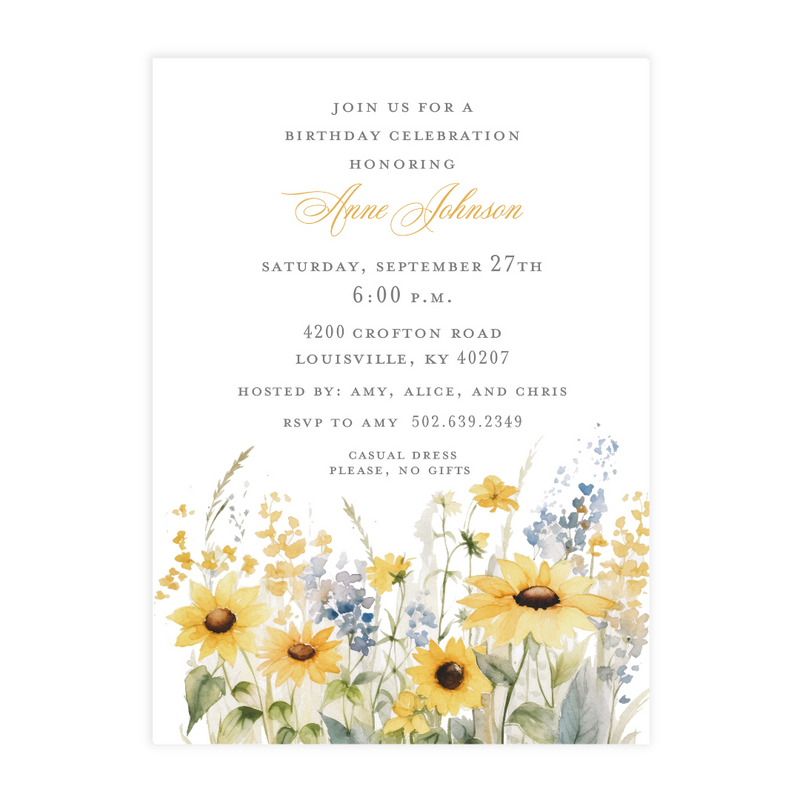 Sunflower Party Invitation