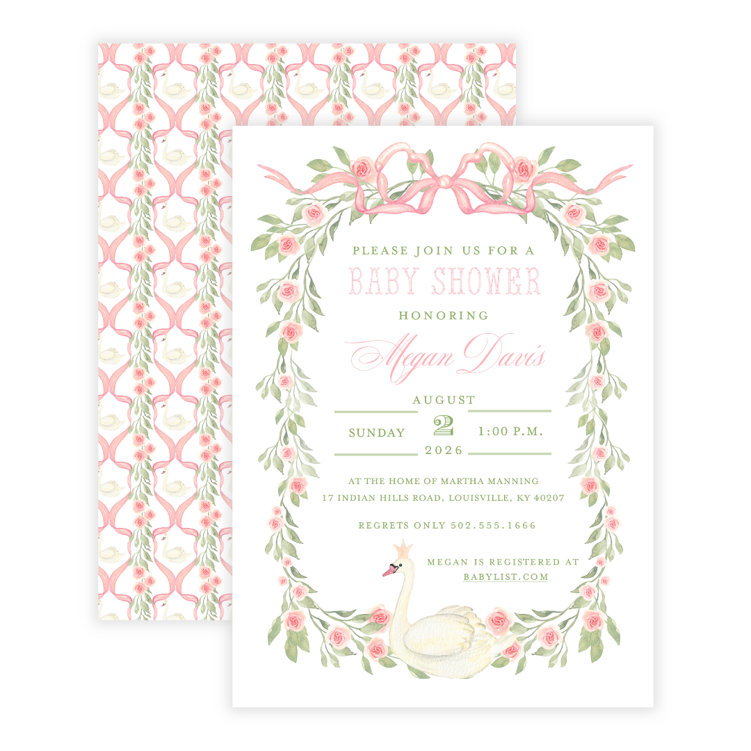 Swan Princess Baby Shower Invitations
