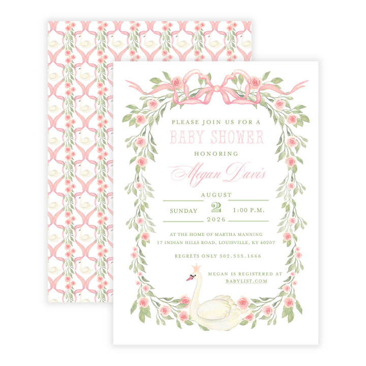 Swan Princess Baby Shower Invitations