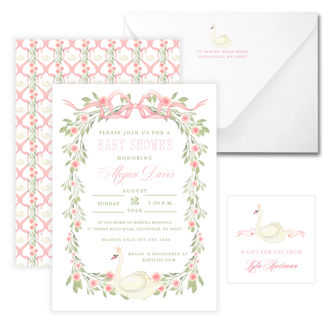 Swan Princess Baby Shower Invitations